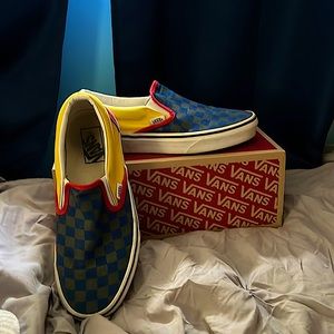 Worn a few times, Vans OTW Rally Classic Slip-Ons, Blue/Grey/Yellow/Red